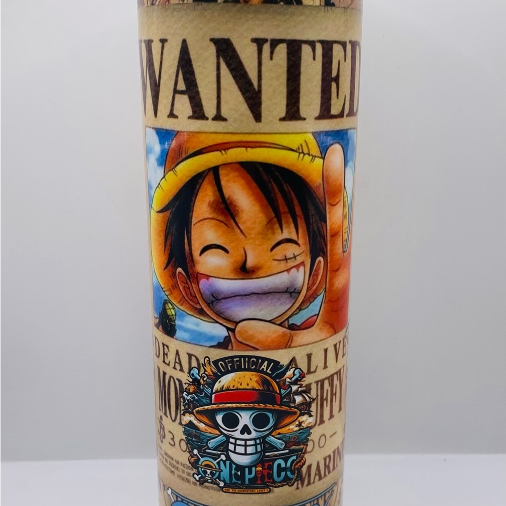 Onepiece Decorative Luffy tumbler — Yellow and Blue Artwork